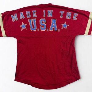 Made In USA Jersey Shirt‎ Unisex XS Red Oversized Graphic Tee Spirit Activewear